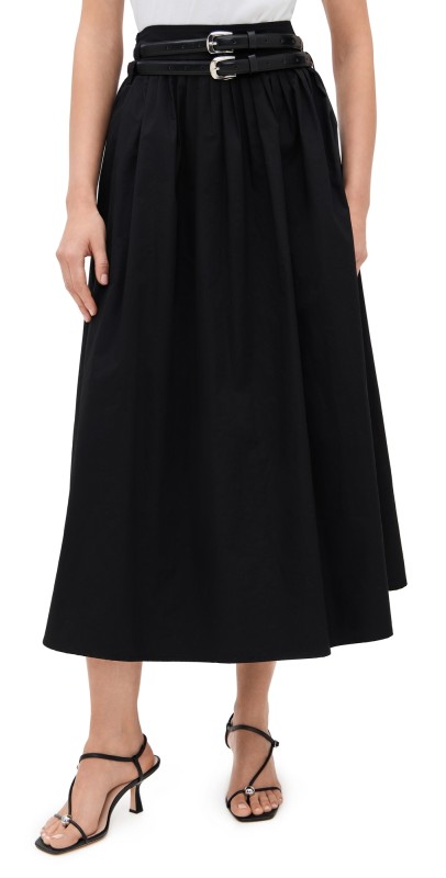 Pixie Market Thea Double Belted Skirt Black