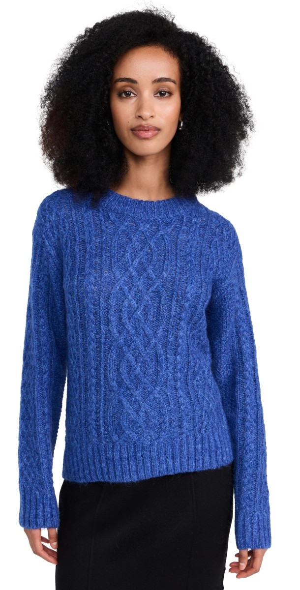 Alex Mill Willow Fisherman Sweater In Mohair Wool Cobalt Blue