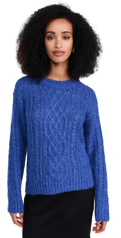 Alex Mill Willow Fisherman Sweater In Mohair Wool Cobalt Blue