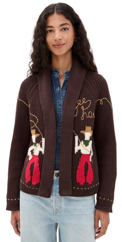 THE GREAT. The Lasso Lodge Cardigan Umber