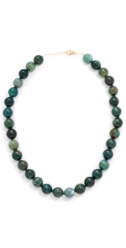 JIA JIA 14k Moss Agate Crystal Sphere Necklace Forest Gr