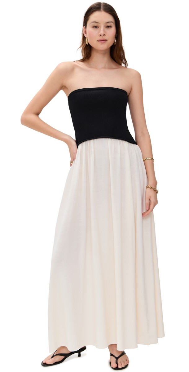 Solid & Striped The Strapless Soglio Dress Brule Noir