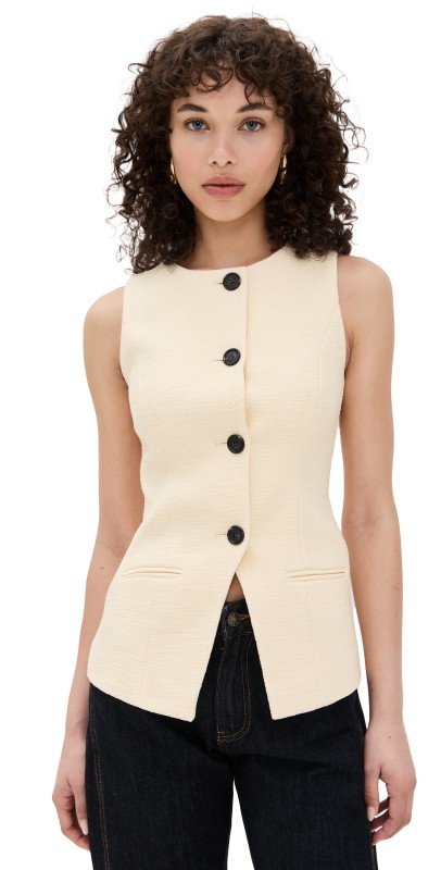 ALIGNE Leo Boucle Waistcoat Yellow