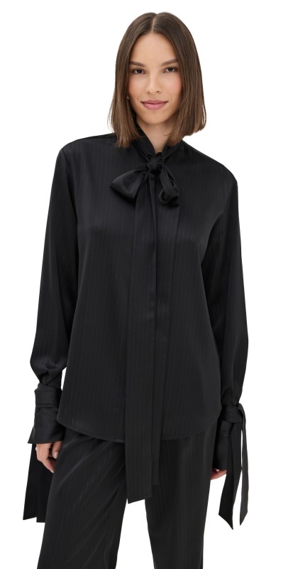 LaQuan Smith Pussybow Blouse Black