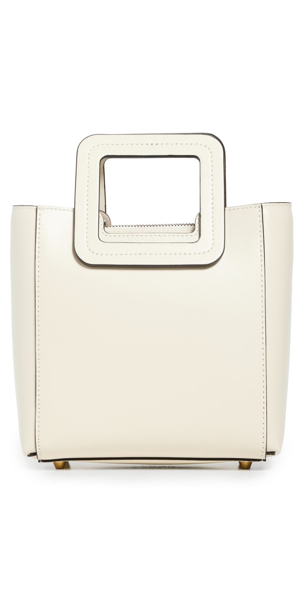 STAUD Mini Shirley Leather Bag Cream Contrast