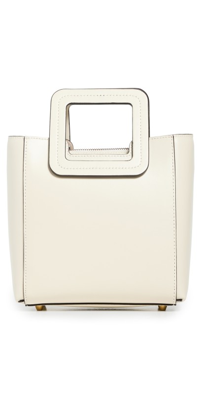 STAUD Mini Shirley Leather Bag Cream Contrast