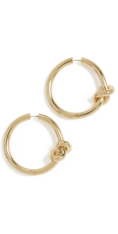 Jennifer Fisher Hinge Knot Baby Hoop Earrings Yellow Gold