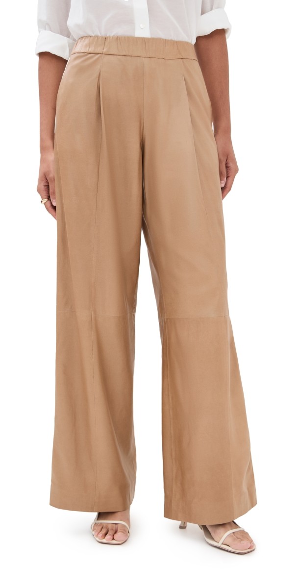 TWP Leather Eva Pants with Bias Trim Kelp