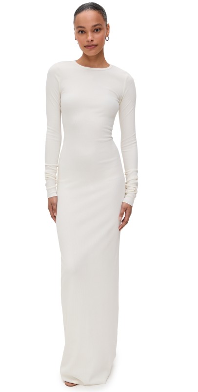 Éterne Long Sleeve Crew Neck Maxi Dress Cream