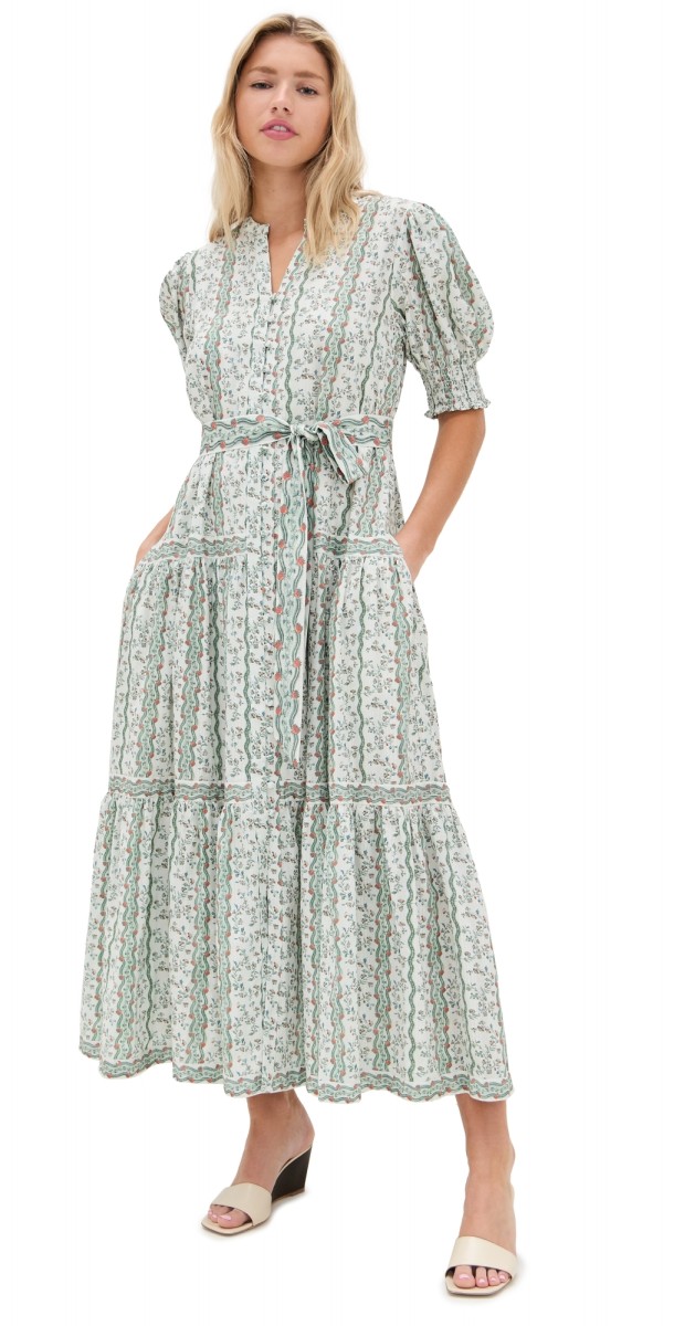 Hill House Home The Short Sleeve Yara Dress Provence Floral/Green Multi