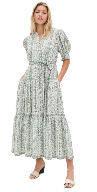 Hill House Home The Short Sleeve Yara Dress Provence Floral/Green Multi
