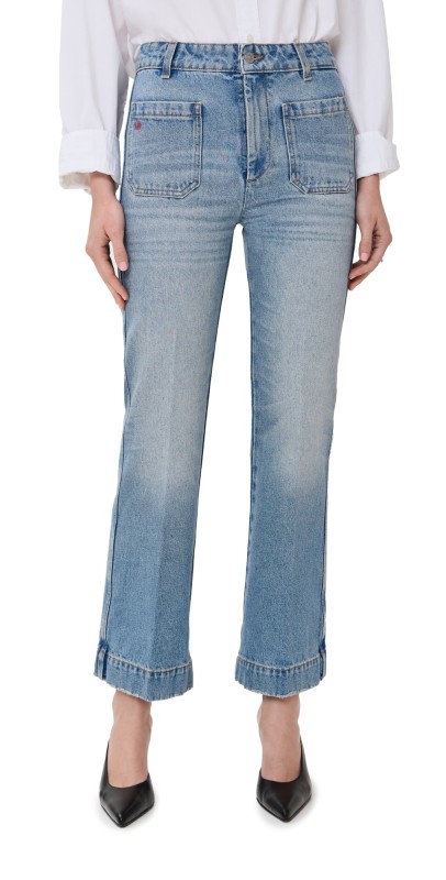 Victoria Beckham Cropped Kick Alina Jeans Pale Blue Wash