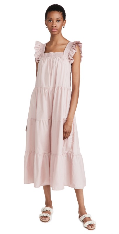English Factory Tiered Midi Dress Dust Pink