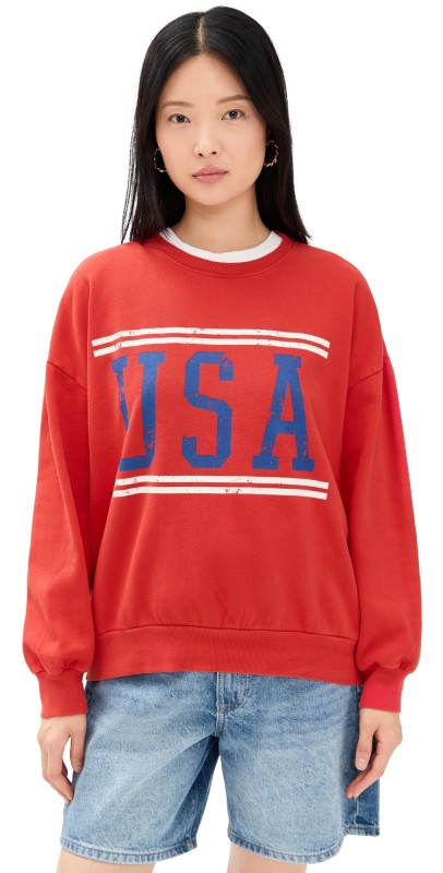 Z Supply USA Sunday Sweatshirt Cabana Red