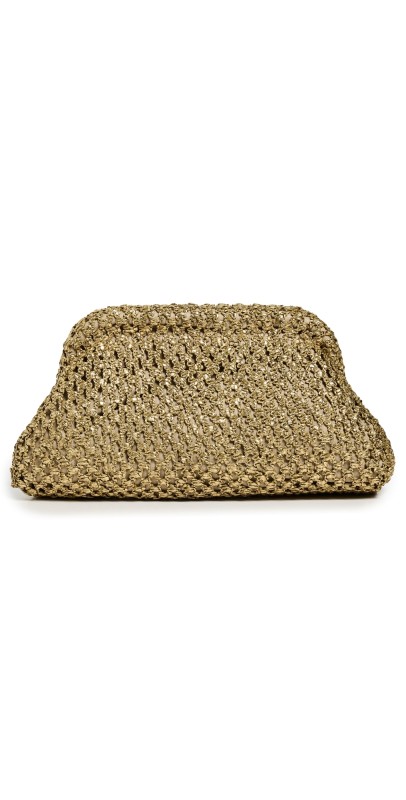 Caterina Bertini Woven Clutch Gold