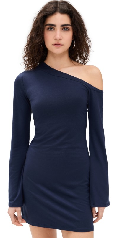 Reformation Willow Knit Dress Cotton Cinch/Ponte Midnight Ro