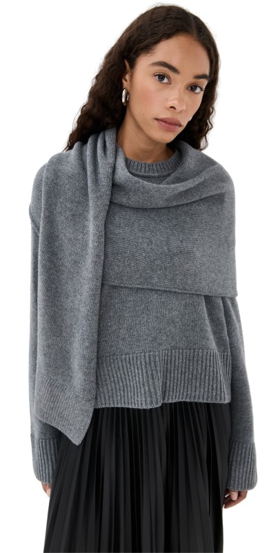 SIMKHAI Elson Scarf Sweater Heather Grey