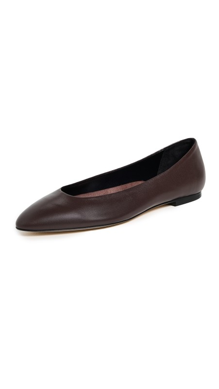 AEYDE Ellie Nappa Leather Moka Flats Moka