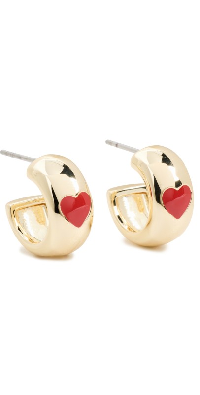Gorjana Amour Helium Heart Huggies Gold/Red Enamel