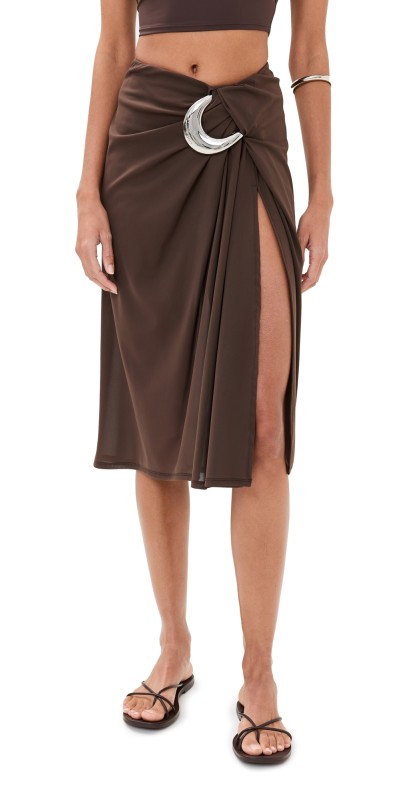 STAUD Chiara Skirt Dark Chocolate