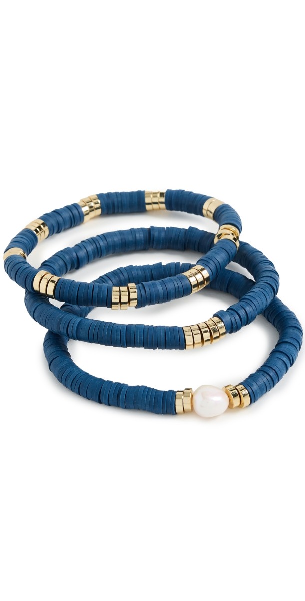 Luv Aj The Seville Pearl Bracelet Set Navy