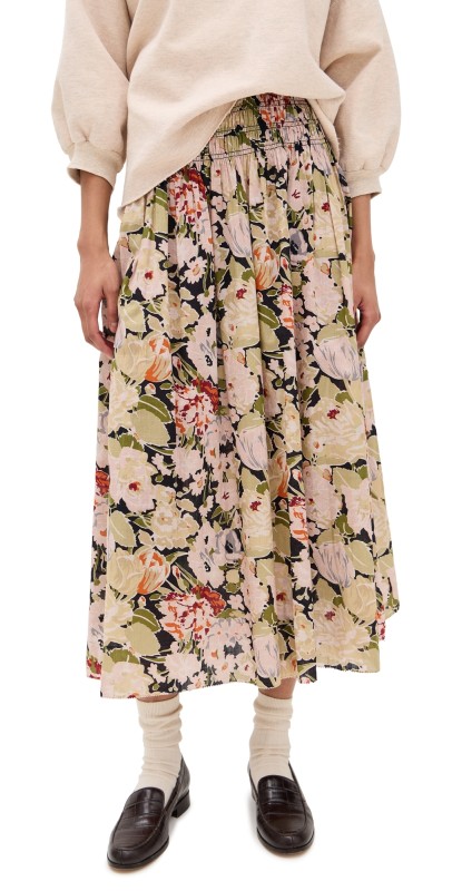 THE GREAT. The Canary Skirt Vintage Rose Print