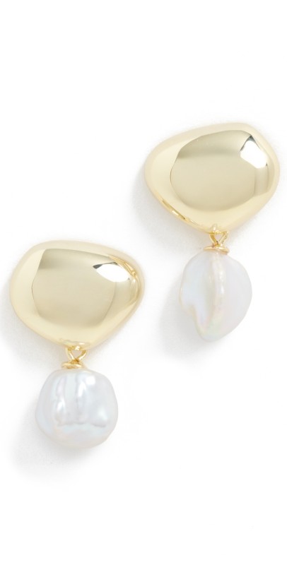 SHASHI Serena Pearl Drop Earrings Gold/Pearl
