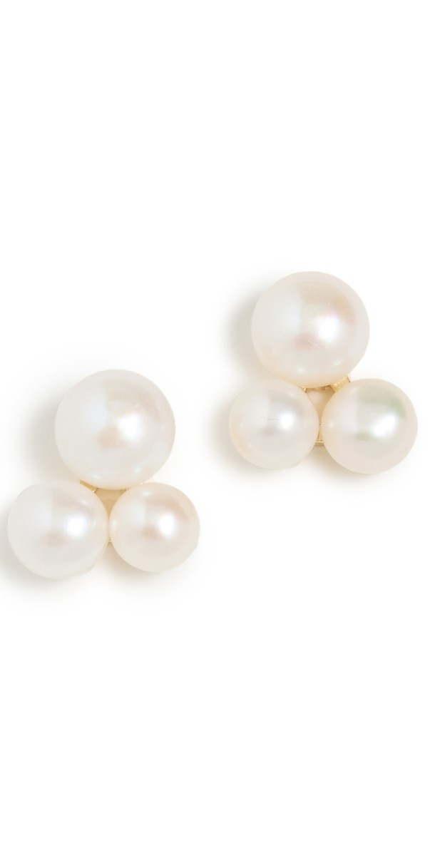 SHASHI Triple Pearl Drop Earrings Pearl