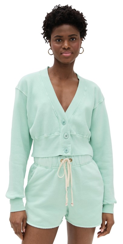 Les Tien Diana Crop Cardigan Pistachio Stone