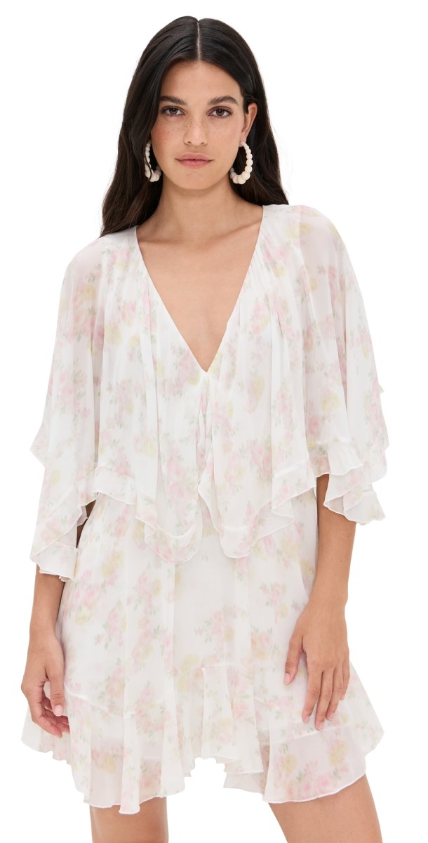 LoveShackFancy Avaline Dress White Peach