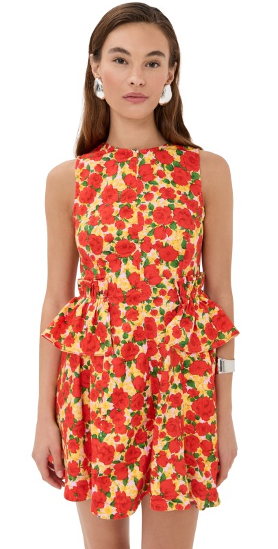 Kika Vargas Gabriela Dress Red Rose Cotton Red