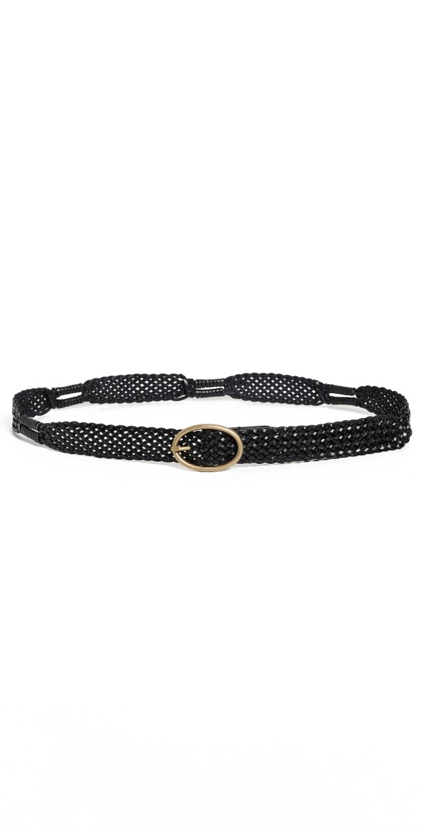 Anderson's Slim Wrapped Hand Woven Leather Belt Black N1