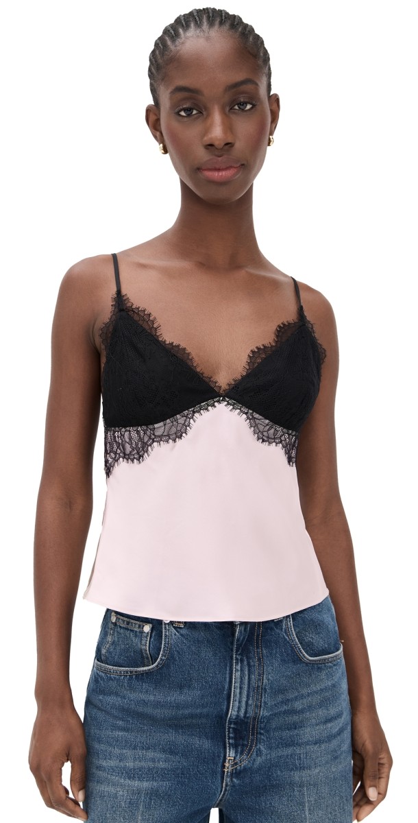 CAMI NYC Hilda Silk Camisole Oat/Black