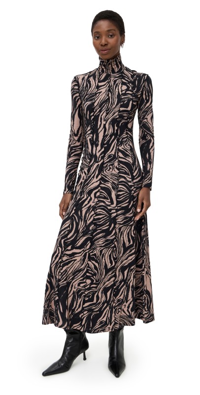 Proenza Schouler White Label Mabel Dress in Marble Jersey Fawn Multi