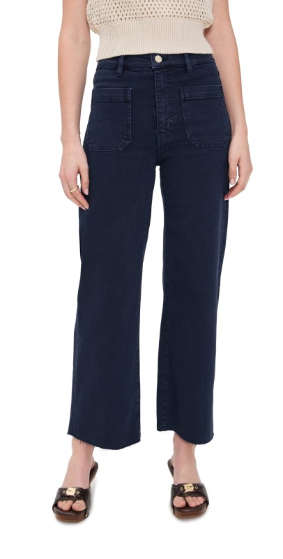 FRAME The Anchor Pants Navy Raw Fray