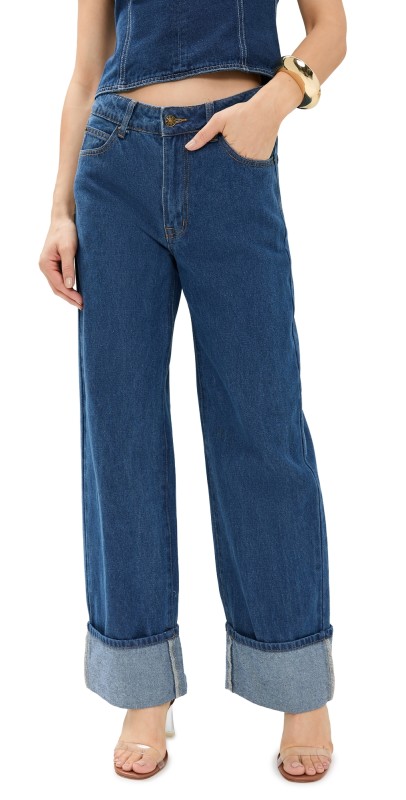 Lioness Top Model Cuffed Jeans Blue Denim