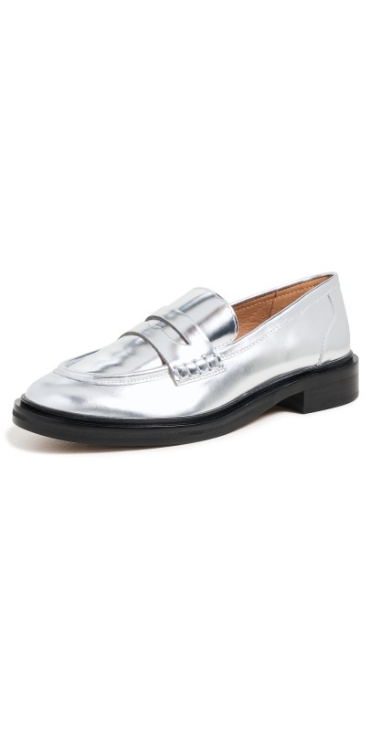 Madewell The Vernon Loafer in Specchio Leather Silver Speccio