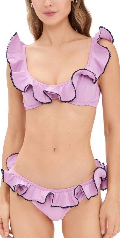 CAROLINE CONSTAS Anastasia Bikini Top Mauve/Navy Combo