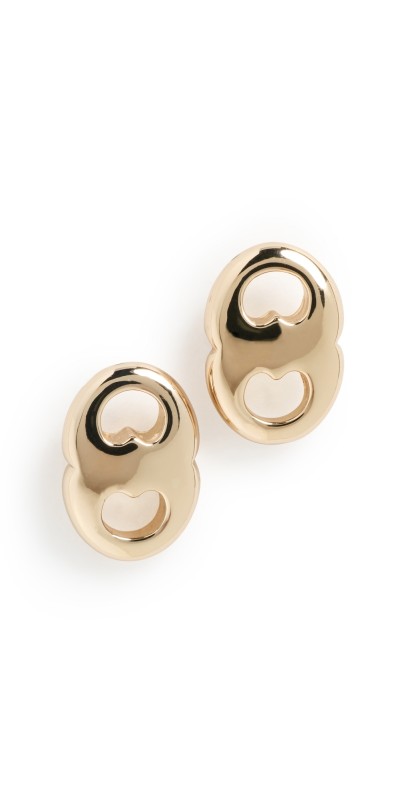 Tory Burch Gemini Link Stud Earrings Light Brass