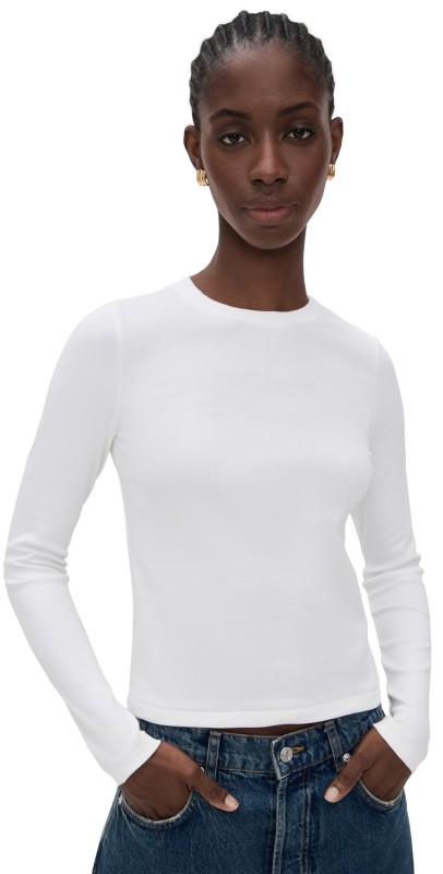 DL1961 Long Sleeve Baby Tee White (Knit)