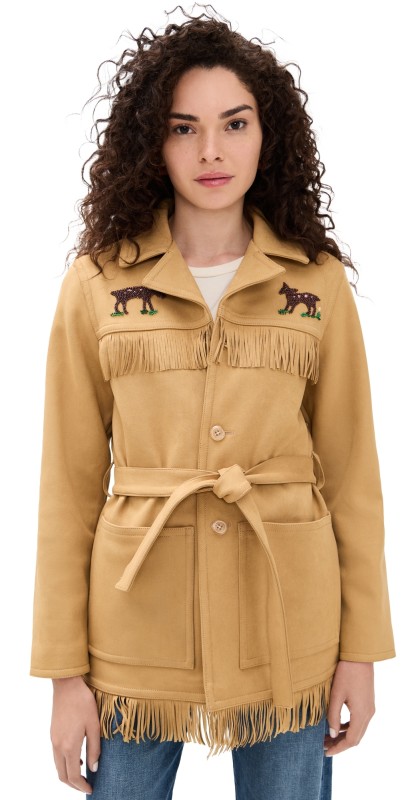 MOTHER The Roadside Faux Suede Jacket Oh Deer