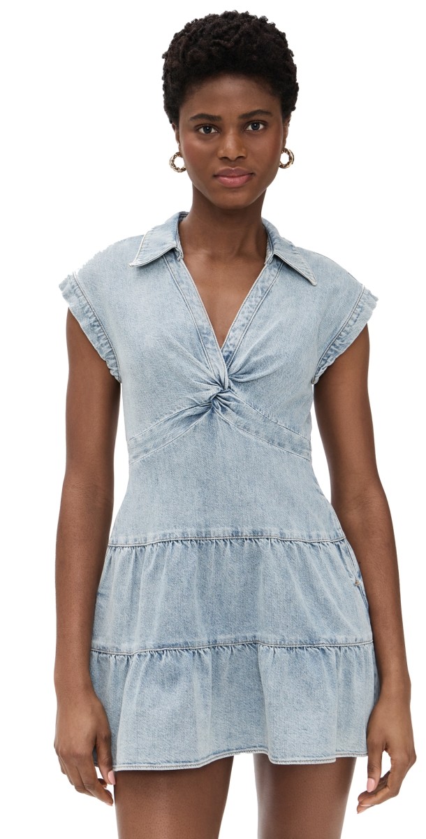 alice + olivia Mila Deep V Twist Front Mini Dress Rockstar Blue