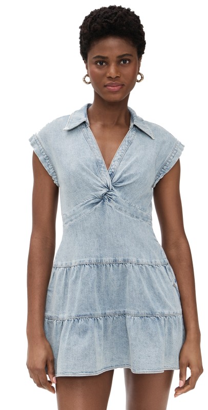 alice + olivia Mila Deep V Twist Front Mini Dress Rockstar Blue