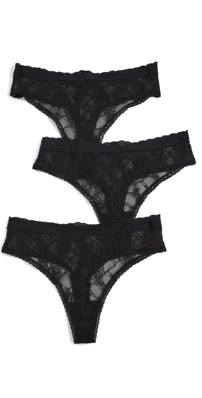 Natori Bliss Allure Thong 3 Pack Black/Black/Black