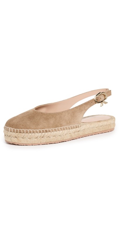 Gianvito Rossi Paz Velour and Corda Espadrilles Camel/Natural