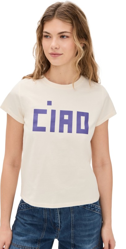 Clare V. Classic Tee Cream w/ Royal Block Ciao