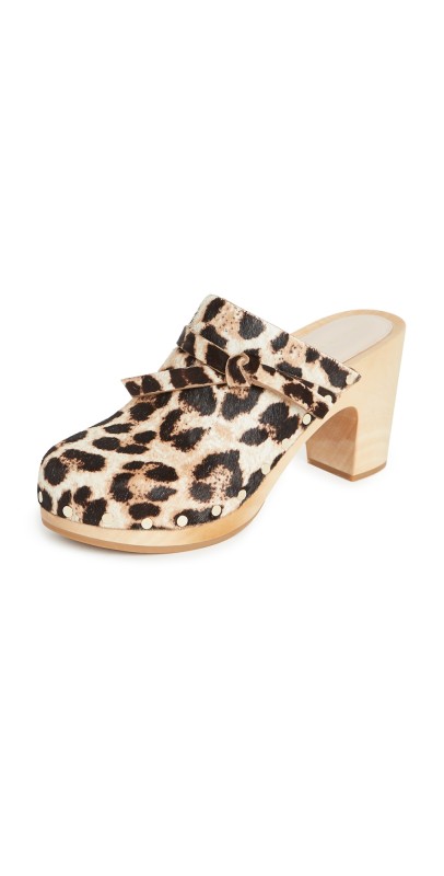 Loeffler Randall Maxine Platform Clogs Mocha Leopard