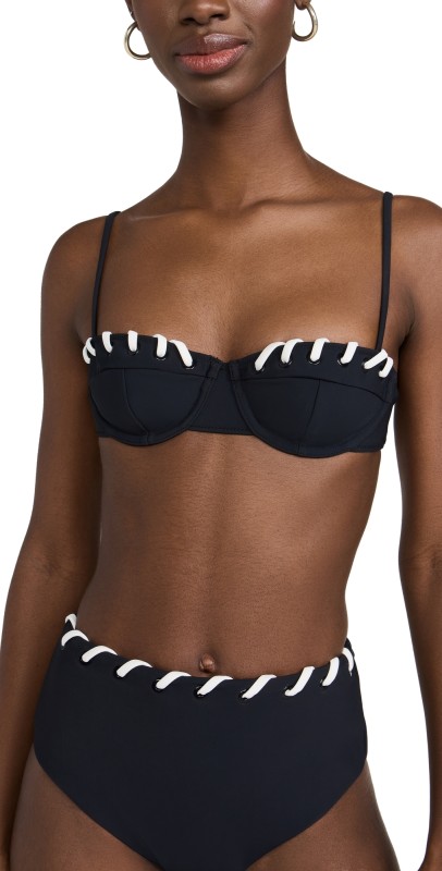 SIMKHAI Recca Balconette Bikini Top Black White