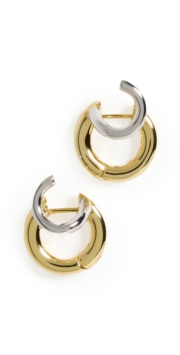 SHASHI Super Katerina Two Tone Hoops Gold/Silver