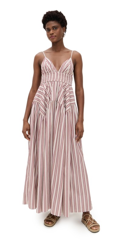 Rosetta Getty Gathered Peplum Camisole Dress Multi